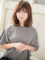 モッズヘア 福岡天神店 mod's天神/斜めバングミルクブラウン大人可愛いインナーボブb