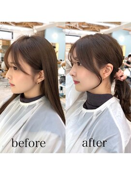 ミラリー トウキョウ(Mirareee Tokyo) 20代30代40代◎前髪パーマ韓国風巻きくすみベージュお団子ヘア