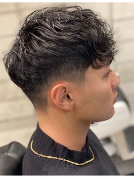 フェザーパーマサーフカール刈り上げセンターパート