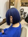 アグ ヘアー リア 郡山安積荒井店(Agu hair ria)&nbsp;ネイビーカラー×ぱっつんボブ1ブリーチ以上必須のスタイルです