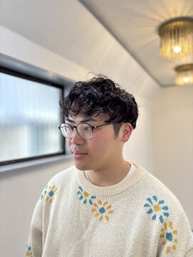 メンズカット バイ ソイクフ(メンズカット by SOY-KUFU) フェザーパーママッシュスツーブロックニュアンスパーマ