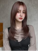 レア 新越谷(LEA) 韓国風ウェーブレイヤー × カシスブラウン
