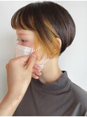 【morio 原宿】インナーカラー　イエロー　ショート　刈り上げ