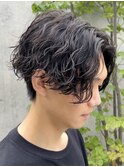 センターパートツイストスパイラルパーマ刈り上げツイストパーマ