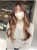 くびれヘア/インナーカラーピンクグレージュ