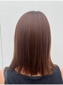 大人かわいいオレンジブラウンカラーストレート