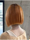 ダブルカラーオレンジベージュカラーケアブリーチレイヤーカット
