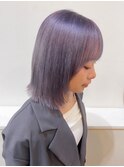 クールラベンダー/ハイトーンカラー/切りっぱなしボブ/セミディ