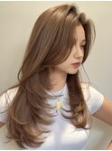 韓国ヘアーハッシュカットレイヤーカットハイライトカラー