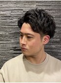 ツーブロックビジネスショートフェードパーマコンマヘア