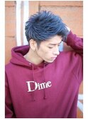 ブルーシルバーツーブロックモヒカン　かき上げ