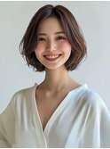 ブラウンベージュ 30代40代 顔周りカット センター 美髪 艶髪