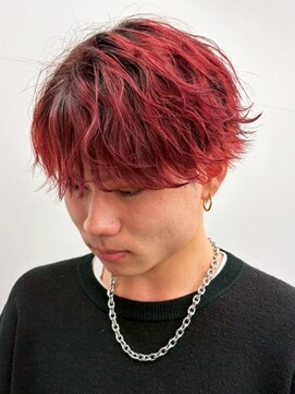 セプト 博多(SEPT.) ニュアンスパーマ ブリーチ レッドカラー ツーブロック