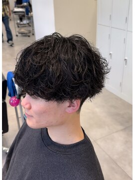 オーシャントーキョー 仙台(OCEAN TOKYO) シャドウパーマショートマッシュツーブロック韓国スパイラル黒髪