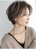 大人可愛い40代50代くびれショートボブ丸みショート