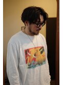 メンズパーマニュアンスパーマセンターパート外国人風眉毛カット