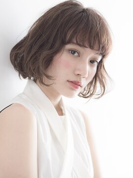 スリーバイキープ 尾山台(THREE by KEEP) 女子力アップアッシュベージュカラー&毛先ゆるふわパーマボブ
