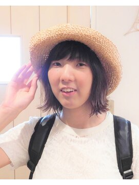 ヘアールーム フージンイーウー(hair room Foojng ewoo) 外ハネボブ+帽子♪