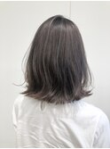 【morio坪井】ケアブリーチ 外ハネ柔らかグレージュボブ