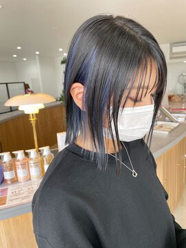 フープヘアー(HOOP.HAIR) インディゴブルーカラー/ミディアムミニボブ