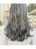 ブリーチなしカラー　暗髪ヘア　グレージュ　ラベンダーアッシュ