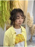 ポイントブリーチ毛のウルフショートウェーブ