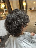 マッシュウルフ×波巻きパーマ