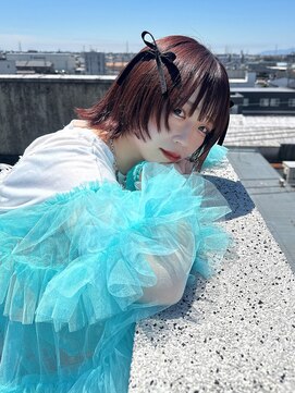 ファンファンバイルー 岐阜(fan fun by Rooo) 顔周りレイヤーボブと暖色カラー