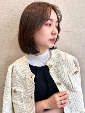 ラフ フロム ガーデン(Laf from GARDEN) ボブ/オリーブベージュ/レイヤーカット/韓国風/脱白髪染め