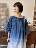 ボブ前上がりボブ姫カットぷつっとカット