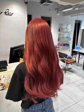アジールヘア 池袋東口店(agir hair) ケアブリーチハイトーン高発色チェリーレッドカラー池袋
