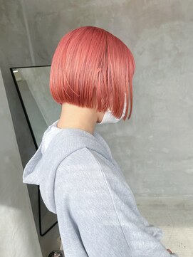 テトヘアー(teto hair) ボブ ピンクカラー ケアブリーチダブルカラー サーモン