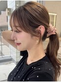顔まわり/レイヤーロング/韓国ヘア/ベビーピンク/新宿