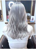【透明感バツグンデザイン】ホワイトシルバー×ブリーチ３回