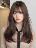 ロンググレージュ韓国ヘアオリーブベージュ_m0002