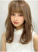 大人かわいいフェザーバング小顔マロンベージュ30代吉祥寺