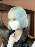 水色ボブ/前下がりボブ/水色カラー