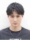 ツーブロック刈り上げ毛流れメンズショートアップバング短髪