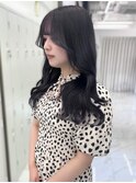 ブルーブラック　韓国ヘア　顔周りカット　ブリーチなしカラー