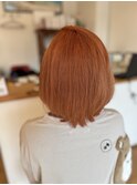 ひし形ボブ×ペールオレンジ