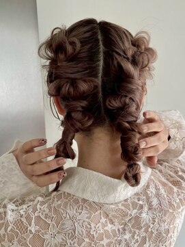 エイチ(H) xヘアセット/イメチェン/ホワイトブロンド/外ハネボブ/美髪/