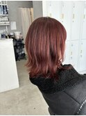 ブリーチカラーで透明感あるベビーレッドカラーに◎
