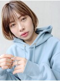 ナチュラルショートボブ_ハイライトカラーオリーブカラー_57066