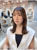 ピンクベージュ前髪カタログマルチダボブ【韓国ヘア/顔まわり】