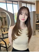 ベージュブラウンレイヤー_顔周りレイヤー_グレージュカラー