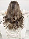 黒髪 前髪パーマ シナモンベージュ×バレイヤージュ 小岩