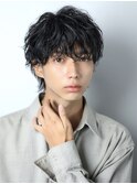 黒髪シャドウパーマ　緩めパーマ