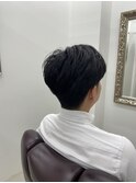 カットパーマフェードセンターパートシェービングメンズ