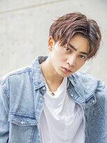 小久保styleフェザーパーマグレーブルーカラー刈り上げショート