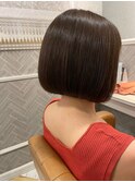 ツートンアースカラー縮毛矯正髪質改善似合わせカットボブ